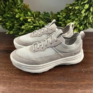 Sorel Women's Light Gray Knit & Suede Platform Sneakers